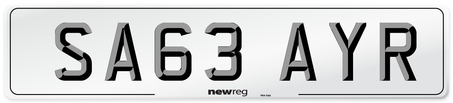 SA63 AYR Number Plate from New Reg